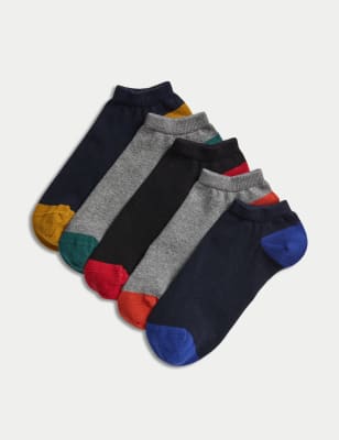 

Mens M&S Collection 5pk Cool & Fresh™ Cotton Rich Trainer Socks - Multi, Multi