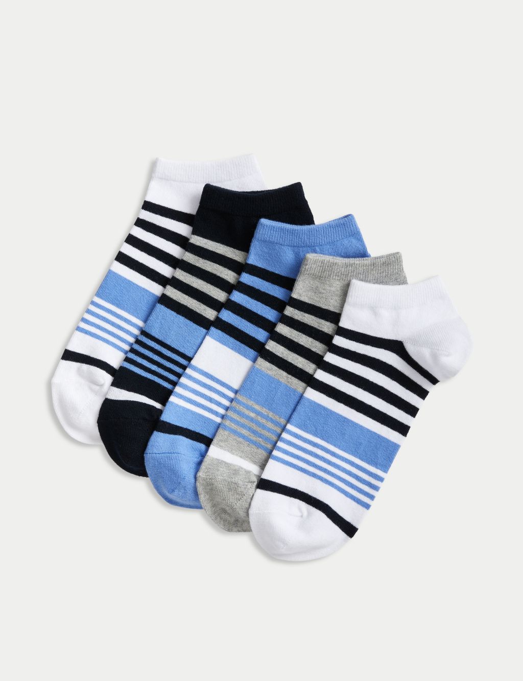 5pk Cool & Fresh™ Striped Trainer Socks image 1