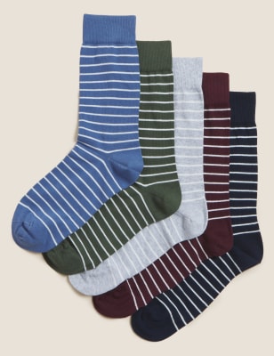 

Mens M&S Collection 5er-Pack Cool & Fresh™-Socken mit Streifenmuster - Multi, Multi