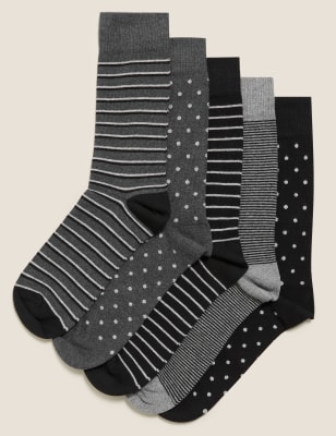 

Mens M&S Collection 5pk Cool & Fresh™ Assorted Socks - Grey Mix, Grey Mix