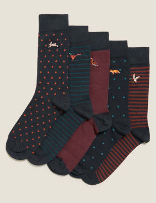 

Mens M&S Collection 5pk Cool & Fresh™ Animal Socks - Navy Mix, Navy Mix