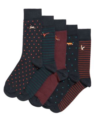 M&S Mens 5pk Cool & Fresh  Animal Socks