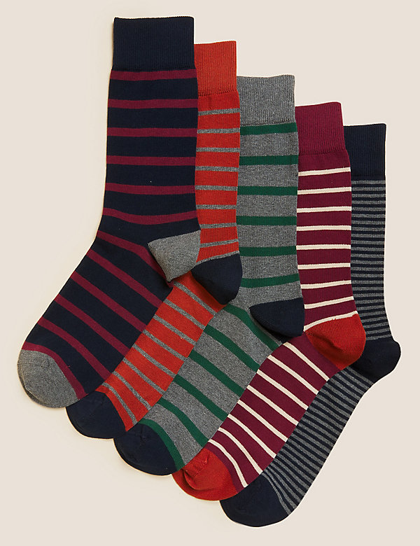 5 párů pruhovaných ponožek s technologií Cool & Fresh™