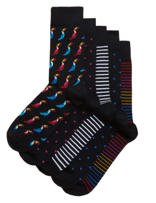 

Mens M&S Collection 5er-Pack Cool & Fresh™-Socken mit hohem Baumwollanteil - Black Mix, Black Mix