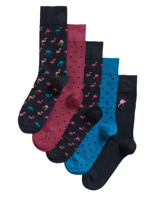 

Mens M&S Collection 5er-Pack Cool & Fresh™-Socken mit verschiedenen Mustern - Navy Mix, Navy Mix