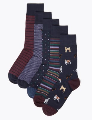 Cool & Fresh&trade;&nbsp;&ndash; Lot de 5&nbsp;paires de chaussettes en coton avec imprim&eacute;