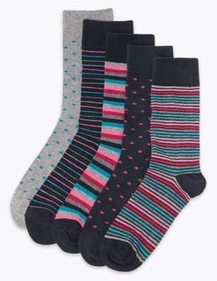 Cool & Fresh&trade;&nbsp;&ndash; Lot de 5&nbsp;paires de chaussettes &agrave; rayures et pois