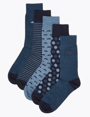 Cool & Freshfeet&trade;&nbsp;&ndash; Lot de 5&nbsp;paires de chaussettes &agrave; motif moustache