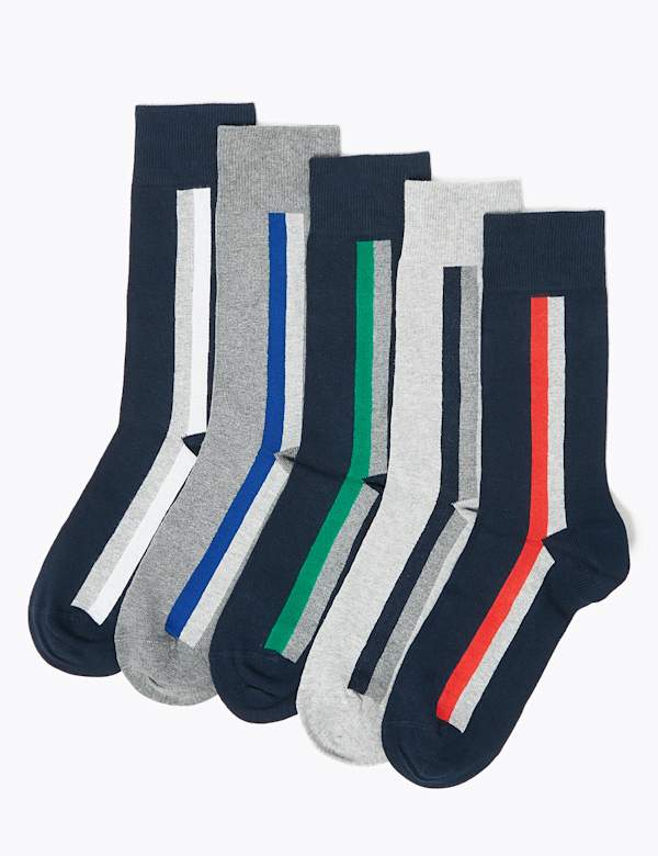 5 Pack Cool & Fresh™ Striped Socks