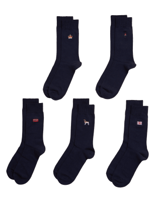 

M&S Collection Pack de 5 pares de calcetines Cool & Fresh™ del JubileoMens - Navy Mix, Navy Mix