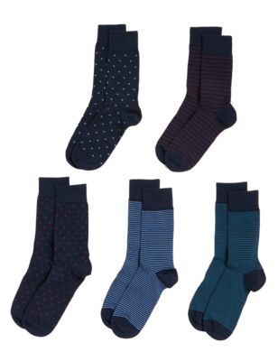 

Mens M&S Collection 5pk Cool & Fresh™ Assorted Cotton Rich Socks - Multi, Multi