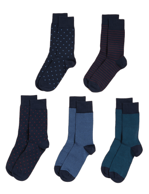 

M&S Collection Pack de 5 pares de calcetines Cool & Fresh™ de algodón variadosMens - Multi, Multi