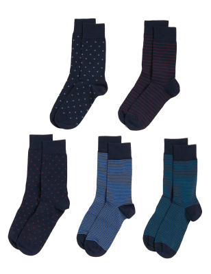 

Mens M&S Collection 5pk Cool & Fresh™ Assorted Cotton Rich Socks - Multi, Multi