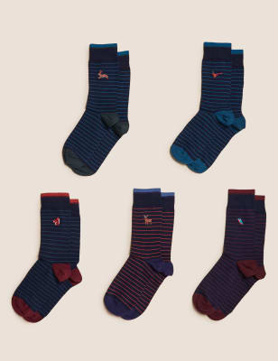 

Mens M&S Collection 5pk Cool & Fresh™ Striped Cotton Rich Socks - Navy Mix, Navy Mix