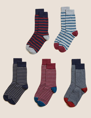 

Mens M&S Collection 5pk Cool & Fresh™ Striped Cotton Rich Socks - Multi, Multi