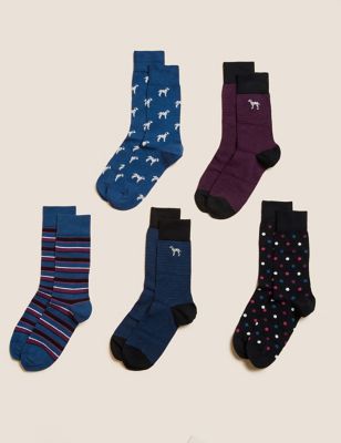 

Mens M&S Collection 5pk Cool & Fresh™ Assorted Socks - Blue Mix, Blue Mix