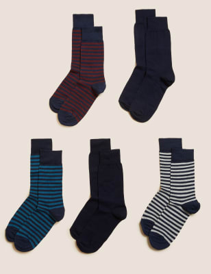 

Mens M&S Collection 5pk Assorted Cotton Rich Socks - Navy Mix, Navy Mix