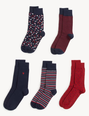 

Mens M&S Collection 5pk Cool & Fresh™ Valentine's Socks - Navy Mix, Navy Mix