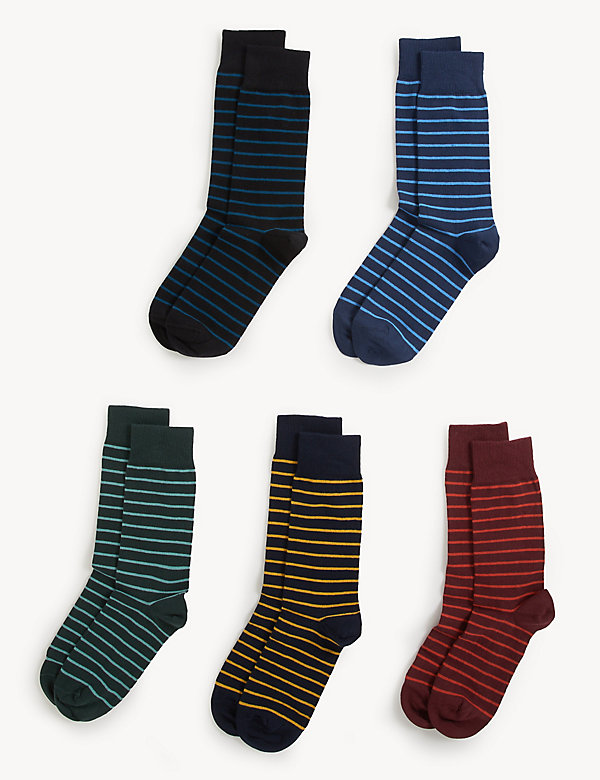 5pk Cool & Fresh™ Striped Cotton Rich Socks - DK