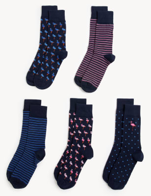 

Mens M&S Collection 5er-Pack Cool & Fresh™-Socken mit verschiedenen Mustern - Navy Mix, Navy Mix