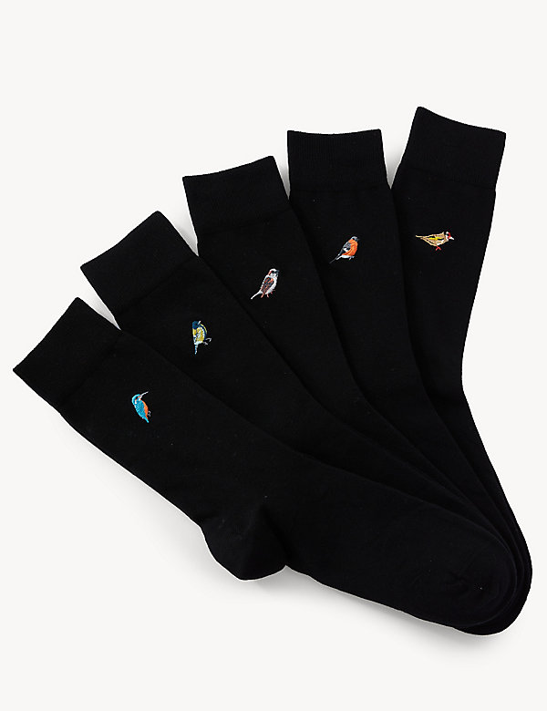 5pk Cool & Fresh™ Bird Cotton Rich Socks - CH