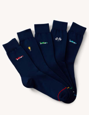 

Mens M&S Collection 5pk Cool & Fresh™ Grand Prix Socks - Navy Mix, Navy Mix