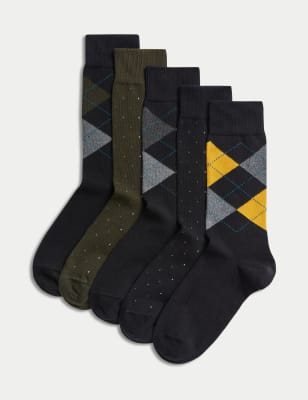 

M&S Collection Pack de 5 pares de calcetines Cool & Fresh™ de algodónMens - Black Mix, Black Mix