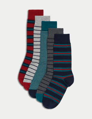 

Mens M&S Collection 5pk Cool & Fresh™ Striped Cotton Rich Socks - Multi, Multi