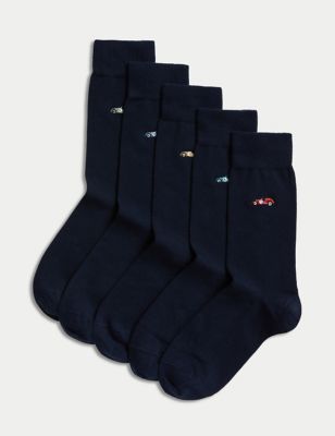 

Mens M&S Collection 5pk Cool & Fresh™ Car Cotton Rich Socks - Navy Mix, Navy Mix
