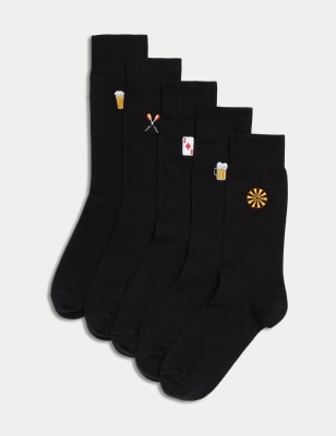 

Mens M&S Collection 5pk Cool & Fresh™ Cotton Rich Pub Socks - Black Mix, Black Mix