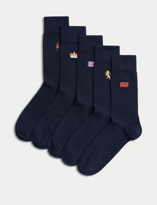 

Mens M&S Collection 5pk Cool & Fresh™ British Cotton Rich Socks - Navy Mix, Navy Mix