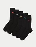 5&nbsp;párů ponožek Cool & Fresh™, s&nbsp;vysokým podílem bavlny a&nbsp;motivem dinosaura