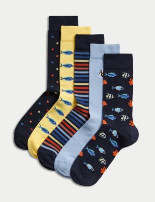 

Mens M&S Collection 5pk Cool & Fresh™ Cotton Rich Assorted Socks - Yellow Mix, Yellow Mix