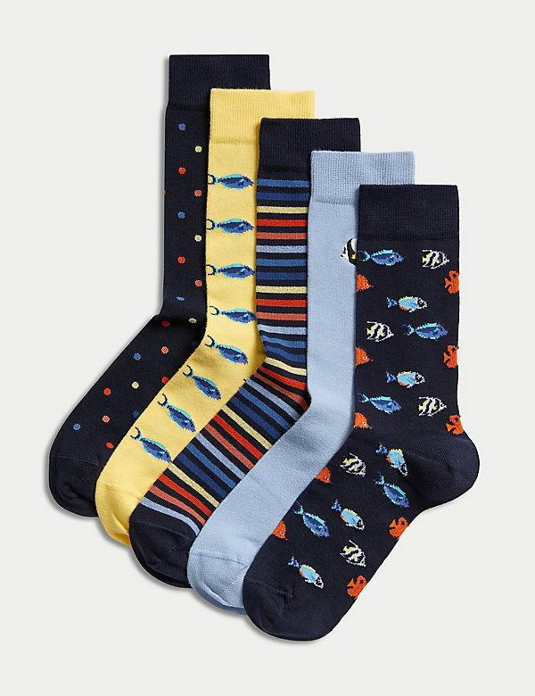 5er-Pack verschiedene Socken mit hohem Baumwollanteil und Cool & Fresh™ - AT