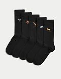 5er-Pack Socken mit hohem Baumwollanteil, Cool & Fresh™ und Safarimotiv