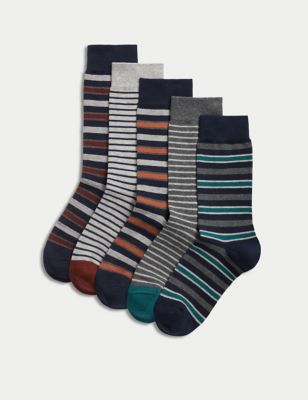 

Mens M&S Collection 5pk Cool & Fresh™ Patterned Cotton Rich Socks - Grey Mix, Grey Mix
