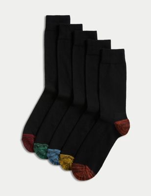 Mens Black Cotton Socks 6 pairs multipack plain black socks luxury  comfortable