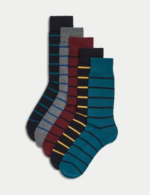 5pk Cool & Fresh™ Striped Cotton Rich Socks | M&S Collection | M&S