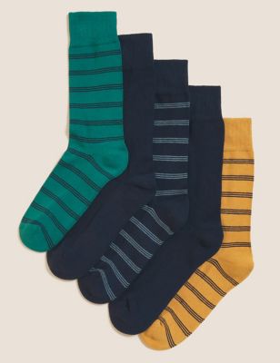

Mens M&S Collection 5pk Cool & Fresh™ Striped Cushioned Socks - Multi, Multi