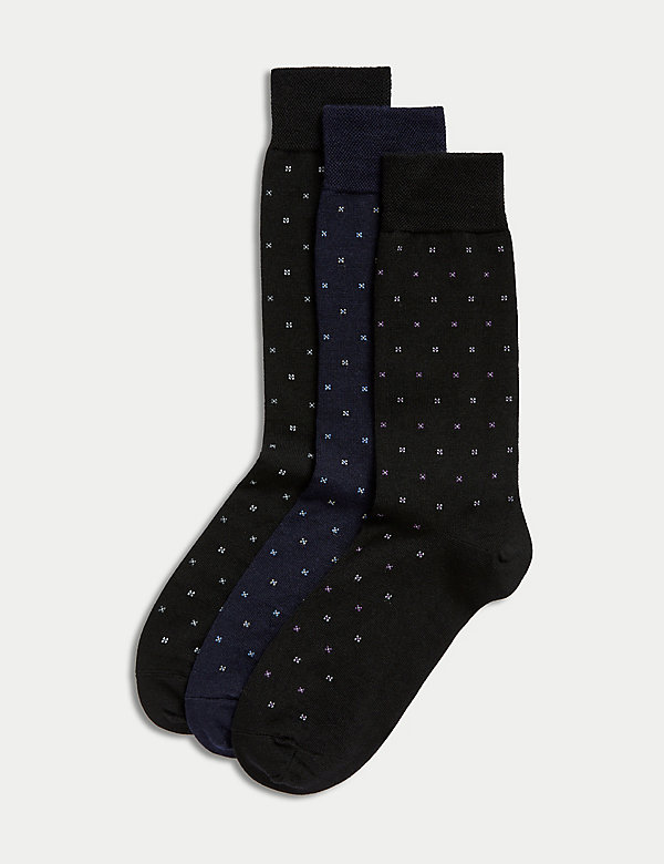 3 paar sokken met merinowol en stippenpatroon - NL