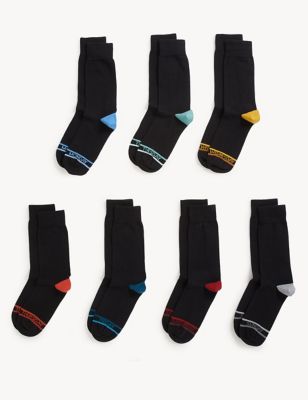 

Mens M&S Collection 7pk Cool & Fresh™ Cotton Rich Socks - Black Mix, Black Mix