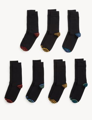 

Mens M&S Collection 7pk Cool & Fresh™ Striped Cotton Rich Socks - Black Mix, Black Mix