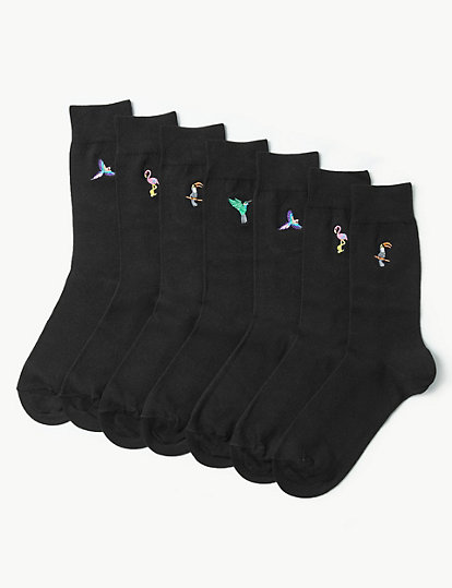 7 Pack Cool & Fresh™ Bird Embroidered Socks
