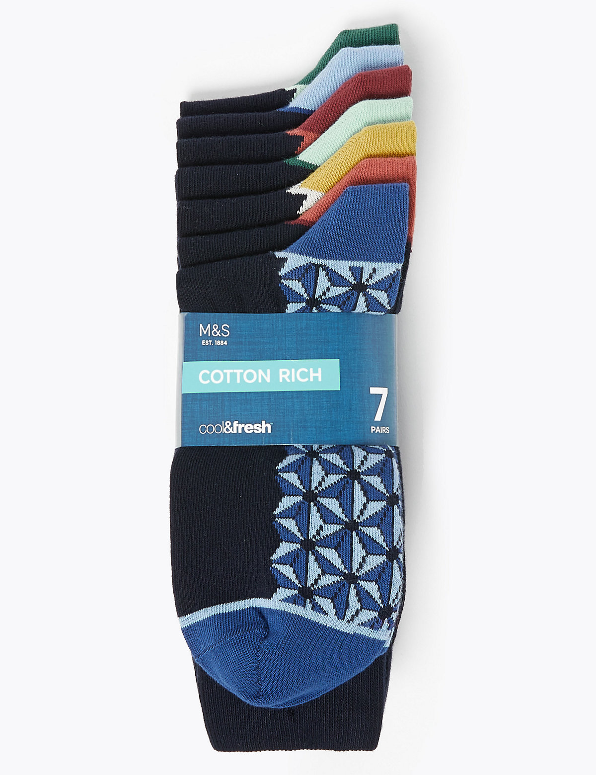 7 Pack Cool & Fresh™ Patterned Socks