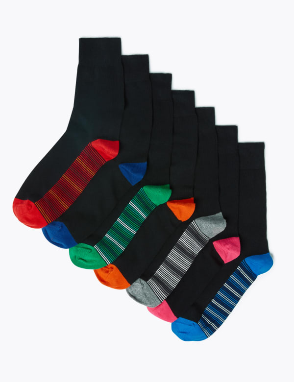 7 Pack Cool & Fresh™ Striped Sole Socks