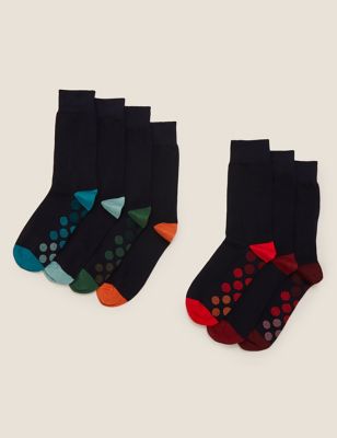 

Mens M&S Collection 7pk Cool & Fresh™ Dot Sole Socks - Navy Mix, Navy Mix