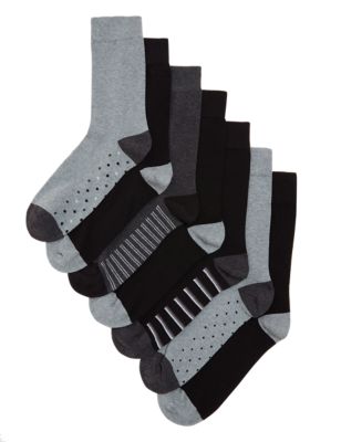 

Mens M&S Collection 7pk Cool & Fresh™ Assorted Socks - Grey Mix, Grey Mix