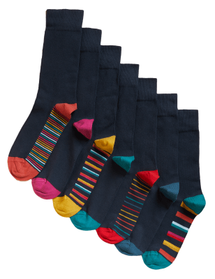 

Mens M&S Collection 7pk Cool & Fresh™ Assorted Socks - Navy Mix, Navy Mix
