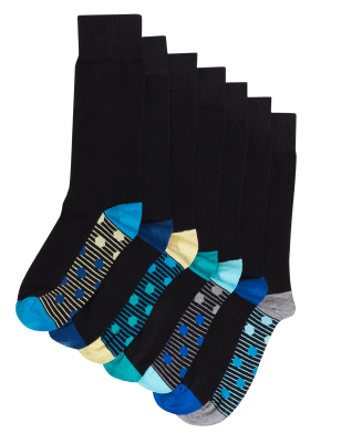 

Mens M&S Collection 7pk Cool & Fresh™ Cotton Rich Socks - Black Mix, Black Mix