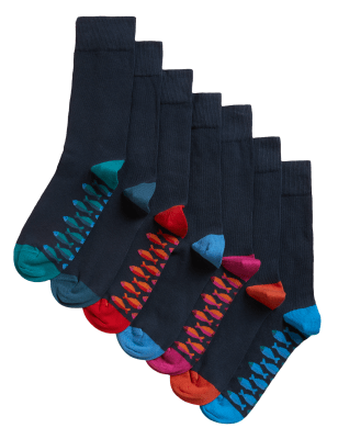

Mens M&S Collection 7pk Cool & Fresh™ Cotton Rich Socks - Navy Mix, Navy Mix